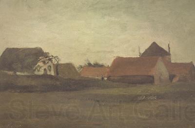 Vincent Van Gogh Farmhouses in Loosduinen near The Hague at Twilight (nn04)